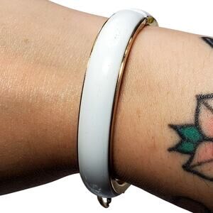 White Plastic Gold Tone Slide Lock 6.5" Vtg Safety Chain